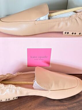 kate spade Nude Pebbled Leather Slip-On Loafers